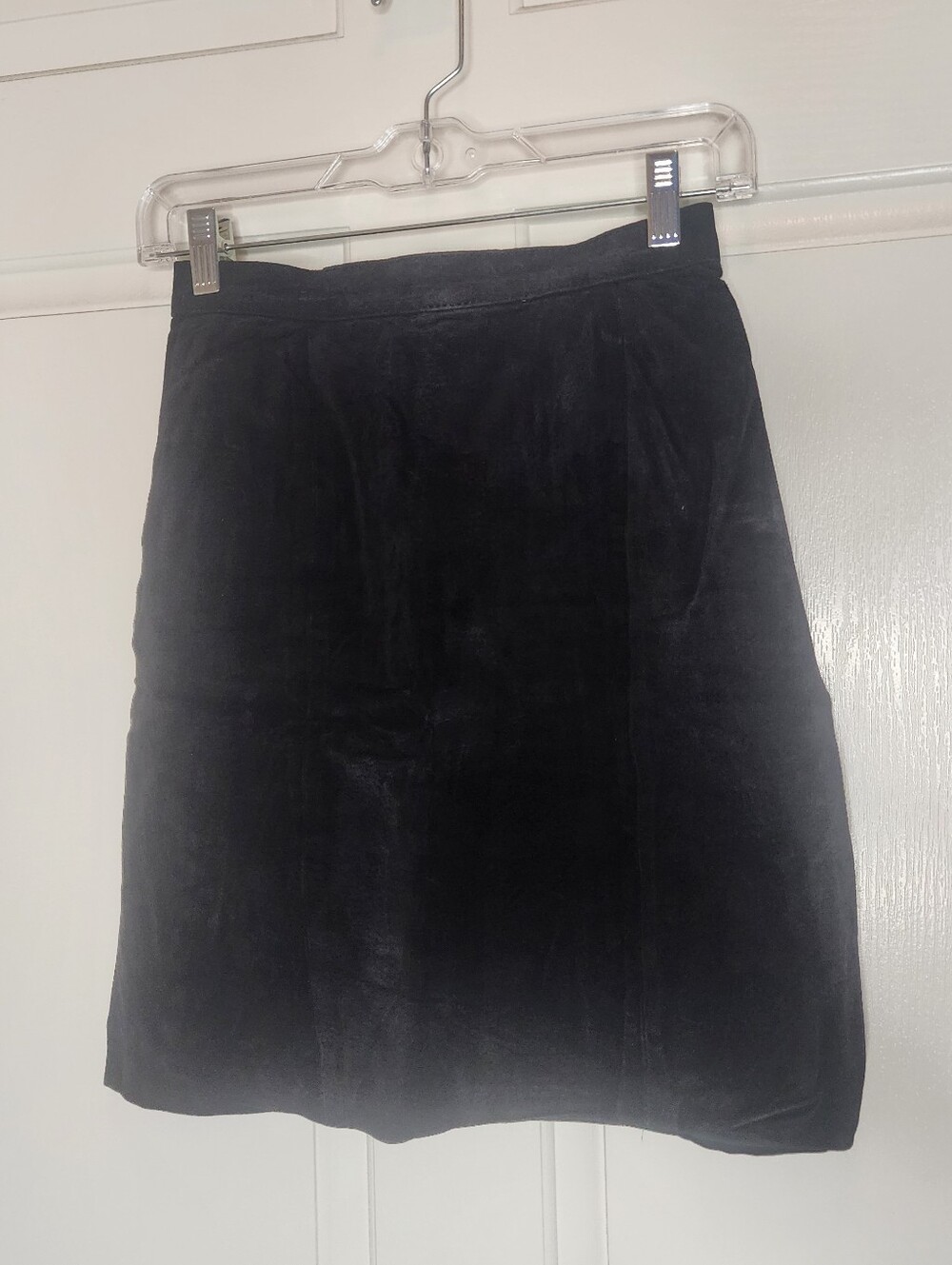 VTG Anchor Blue 90s Y2k Black Genuine Suede Leather Mini Skirt Size 7/8